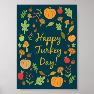 Póster ¡Feliz día de pavo!