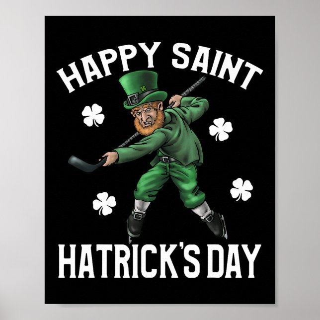 Póster Feliz Día de San Hatrick Día de Hockey Día de San  (Frente)