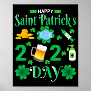 Póster Feliz día de San Patricio 2024 Cara de trébol irla