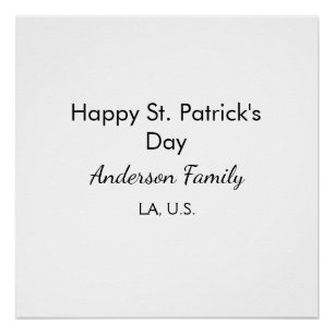 Póster Feliz día de San Patricio nombre familia lugar sim