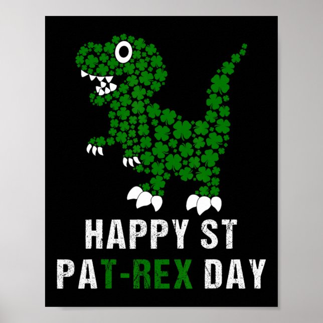 Póster Feliz día de San Patricio Patrex T-rex Dinosaurio  (Frente)