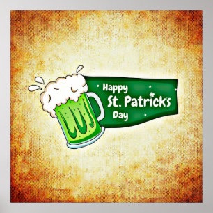 Póster Feliz Día de San Patricio, Poster de Green Beer Sq