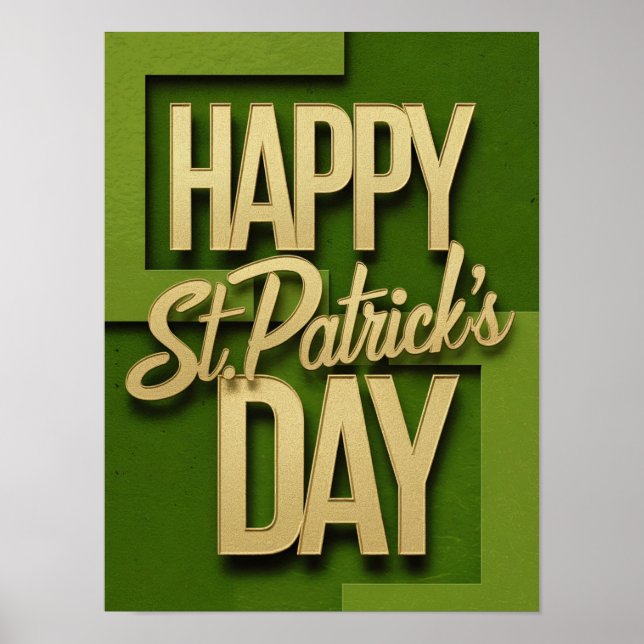 Póster Feliz Día de San Patricio, Poster del Oro Verde (Frente)