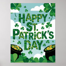 Póster Feliz Día de San Patricio Poster Shamrock Gold
