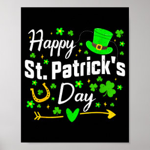 Póster Feliz día de San Patricio trébol irlandés hombres 