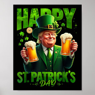 Póster Feliz Día de San Patricio Trump Shamrock Saint