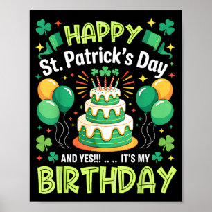 Póster Feliz día de San Patricio y cumpleaños hombres muj