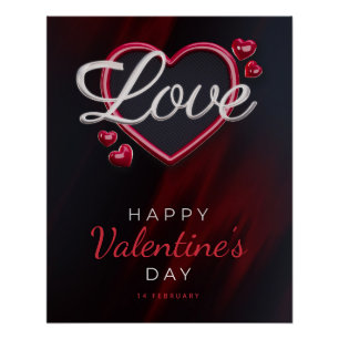 Póster Feliz Día de San Valentín 3d Efecto Texto-23120