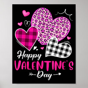 Póster Feliz día de San Valentín Leopardo y Corazones de