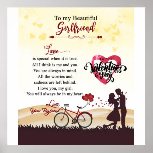 Póster Feliz Día de San Valentín, mi hermosa novia