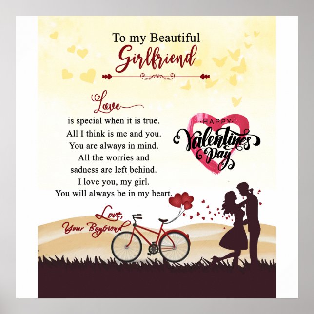 Póster Feliz Día de San Valentín, mi hermosa novia (Frente)