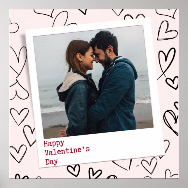 Póster Feliz Día de San Valentín Moderna y elegante foto  (Frente)