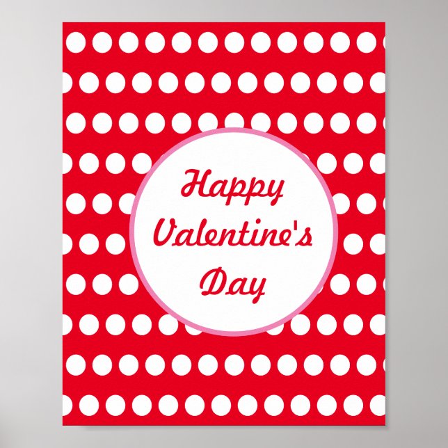 Póster Feliz Día de San Valentín Polka Dot Wall Poster (R (Frente)