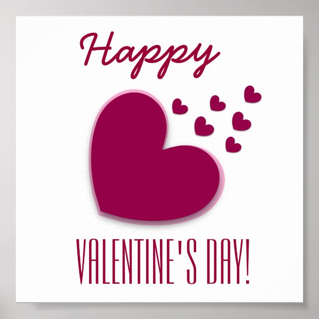Póster Feliz Día de San Valentín salpicando corazones A04 (Frente)