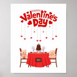 Póster Feliz Día de San Valentín Teddy Bear diseño de dec