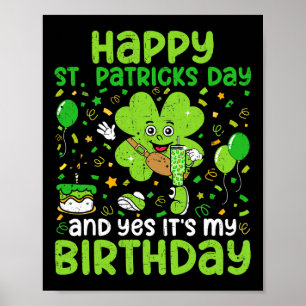 Póster Feliz Día de Santo Patrocinio Cumpleaños Shamrock 