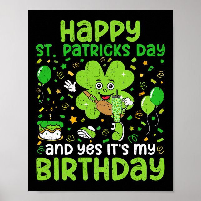 Póster Feliz Día de Santo Patrocinio Cumpleaños Shamrock  (Frente)