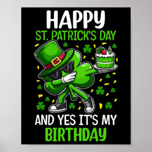 Póster Feliz Día de Santo Patrocinio Cumpleaños Shamrock 