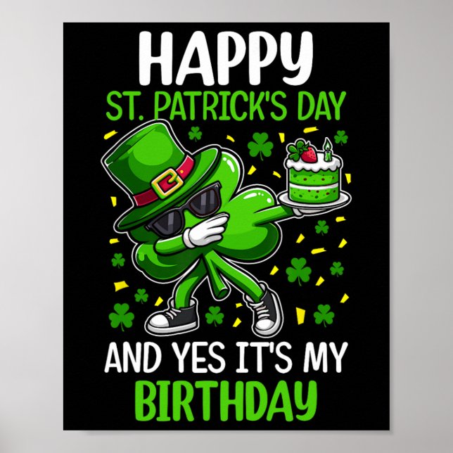 Póster Feliz Día de Santo Patrocinio Cumpleaños Shamrock  (Frente)