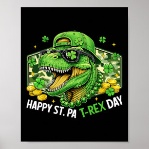 Póster Feliz día de St Pat-rex Dinosaurio Camuflaje Día d