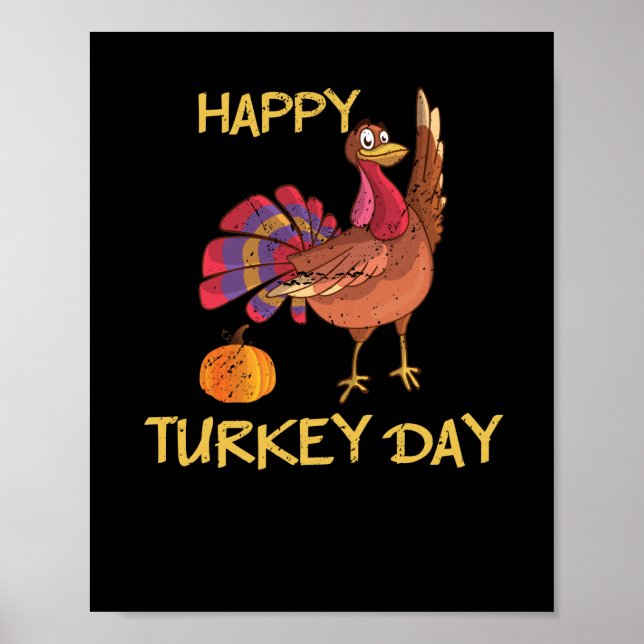 Póster Feliz Día de Turquía, divertido Día de Acción de G (Frente)