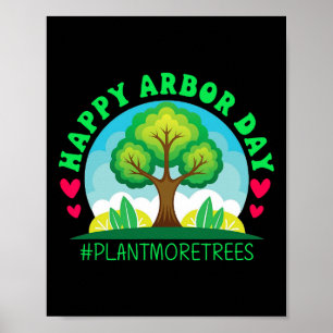 Póster Feliz Día del Árbol de la Camisa Plantando el Día