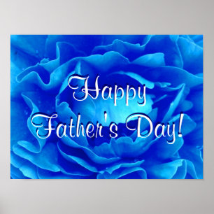 Póster Feliz Día del Padre Rosa Azul