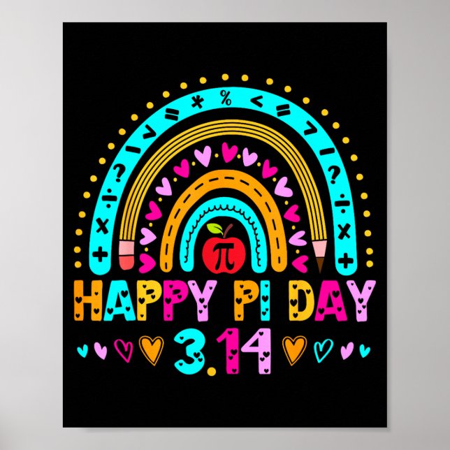 Póster Feliz Día del Pi Arcoíris 3.14 Número Pi Profesor  (Frente)