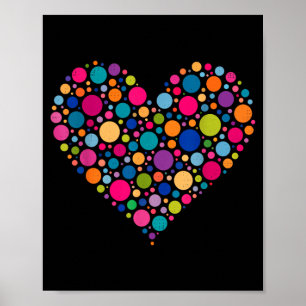 Póster Feliz Día del Punto Corazón Colorido Lunares Mujer
