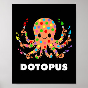 Póster Feliz Día del Punto Octopus Dotopus Gracioso Pun A