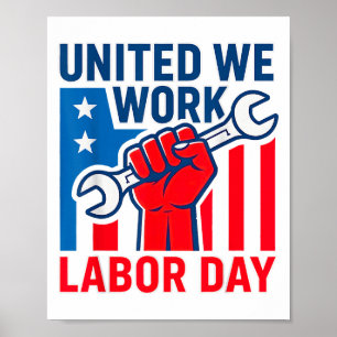 Póster Feliz Día del Trabajo Unidos Trabajamos