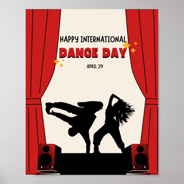 Póster Feliz Día Internacional de la Danza | Día Mundial  (Frente)
