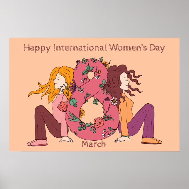 Póster Feliz Día Internacional de la Mujer (8 de marzo) (Frente)