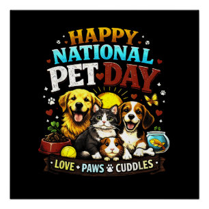 Póster Feliz Día Nacional del Mascota Amante de Animales