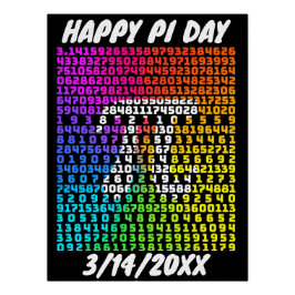 Póster Feliz Día Pi Graciosa Carta Matemática Escolar Art