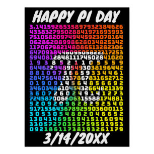 Póster Feliz Día Pi Graciosa Carta Matemática Escolar Art