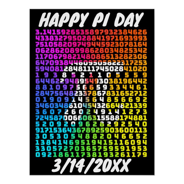 Póster Feliz Día Pi Graciosa Carta Matemática Escolar Art (Anverso)