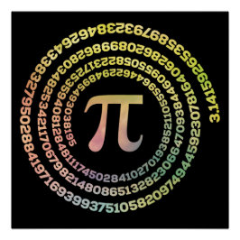 Póster Feliz Día Pi Gracioso Espiral de matemáticas en la