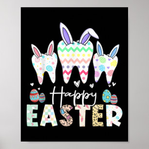 Póster Feliz Dientes de Pascua Dientes Conejo Orejas Dent