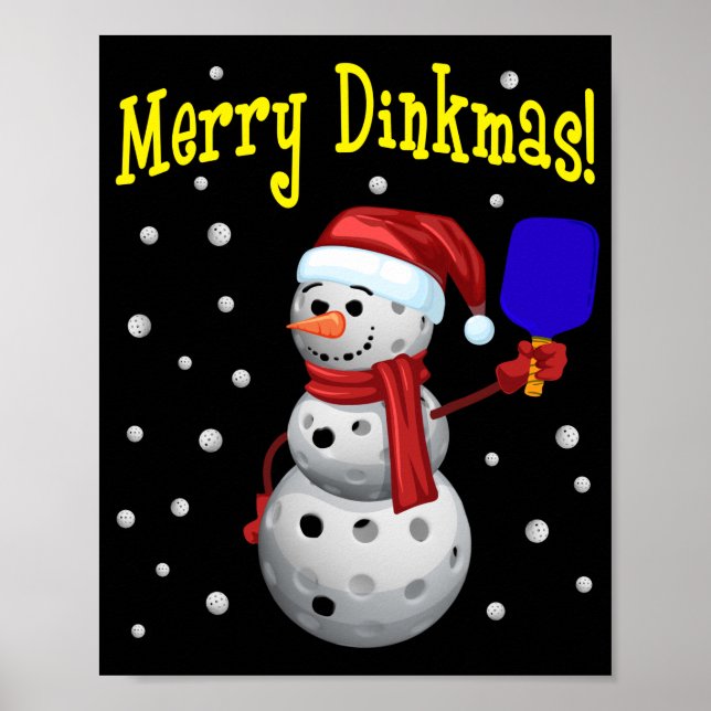 Póster Feliz Dinkmas - Snowman de bolas de pollo (Frente)