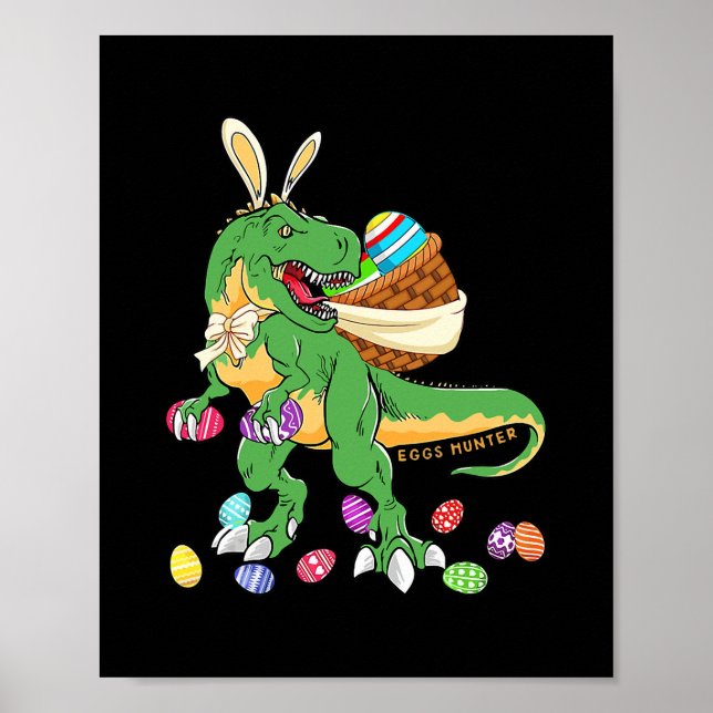 Póster Feliz Dinosaurio Easter T rex Dino Lover Cashboy (Frente)