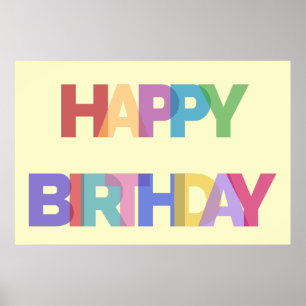 Póster Feliz diseño de cumpleaños en colores alegres