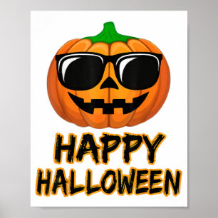 Póster Feliz disfraz de Halloween divertida calabaza