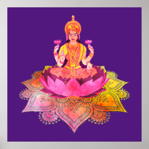 Póster Feliz Diwali - Diosa Deepalavi Lakshmi 4