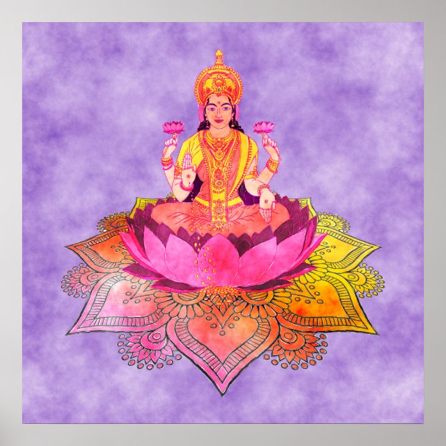Póster Feliz Diwali - Diosa Deepalavi Lakshmi 4 (Frente)