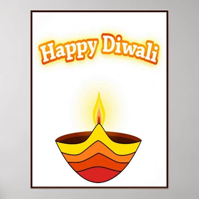 Póster Feliz Diwali y lámpara Diya (Frente)