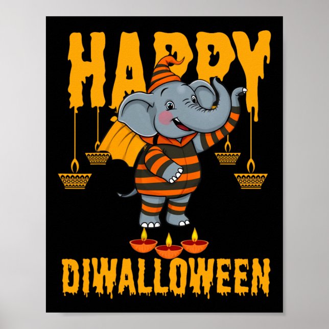 Póster Feliz Diwalihalloween Halloween (Frente)