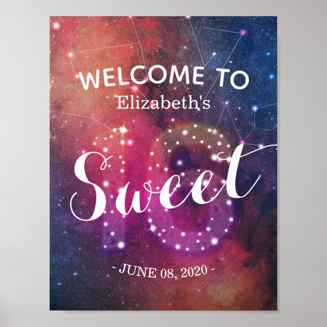Póster Feliz dulce Constelación de Estrellas de Bienvenid (Frente)