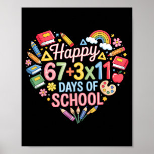 Póster Feliz ecuación matemática de 100 días de escuela D