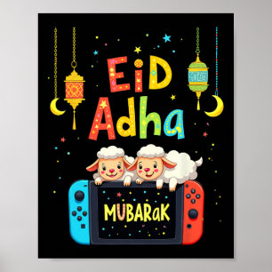Póster Feliz Eid Mubarak Gaming Para Niños Jugadores Musu